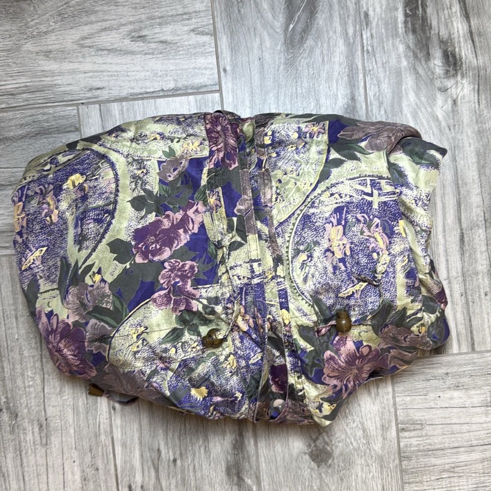 Summa Silk Womens Floral Hooded Jacket Purple Size Large